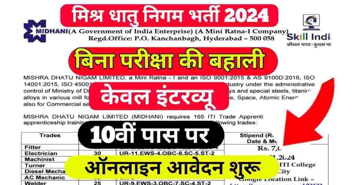 Mishra Dhatu Nigam Recruitment 2024